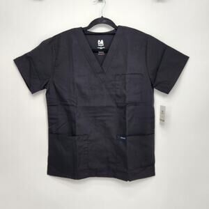 NWT Dagacci Black Medical Dental Short Sleeve Scrub Top‎ Women's S